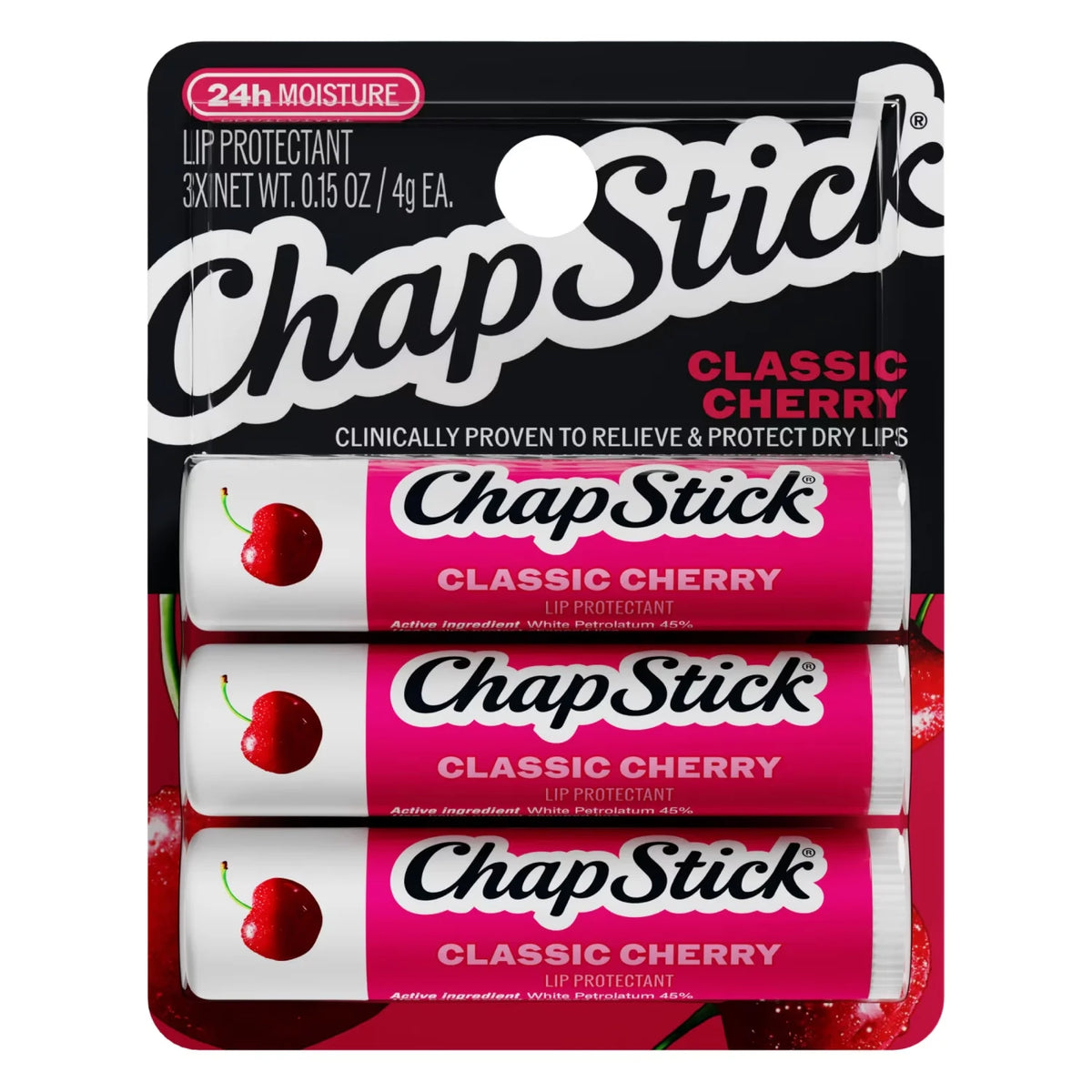 Chapstick Classic Cherry Lip Balm Set - Cherry - 3ct/0.45oz: Lip Moisturizer, Sulfate-Free, Paraben-Free