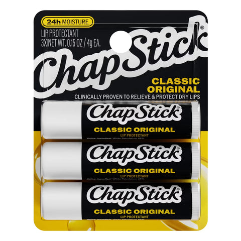 ChapStick Classic Original Lip Balm Stick, Lip Balm Set, 3-Count Pack, 0.15 oz Each